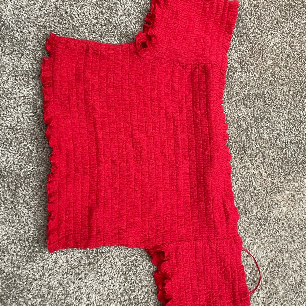 Red off the shoulder crop top